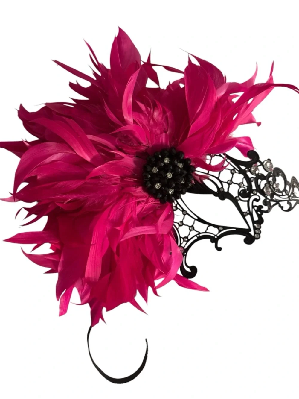 Custom Made Head Dress NY Pink Feather Embellished Masquerade Mask Dora Marra